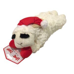 Lamb Chop Holiday Knit Face Santa Hat 11" Plush Squeak Santa Dog Toy